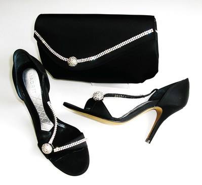 Magrit black crystals size 3 shoes matching bag 007