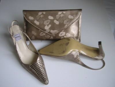Renata brocatto beige matching shoes bag size6.5 004