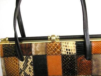 Elbief brown patchwork leather bag 003