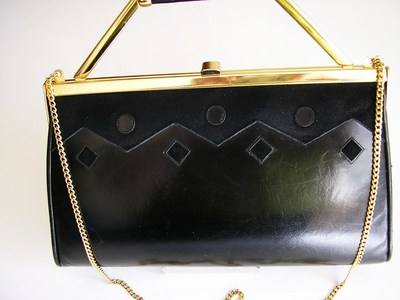 Gina London black leather suede 3 way bag vintage 003