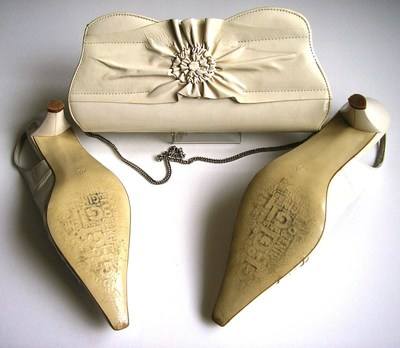 Gino Vaello cream patent matching bag size 6.5 008