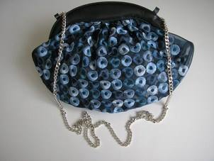 Renata navy and cobalt blue flowers shoes matching bag size4.5 004