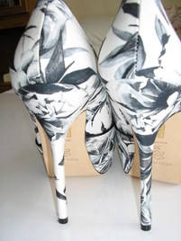 Karen Millen shoes black white peeptoe stilleto size 5 005