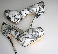 Karen Millen shoes black white peeptoe stilleto size 5 004