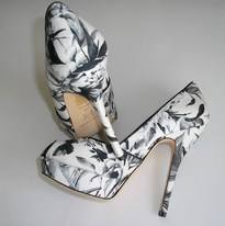 Karen Millen shoes black white peeptoe stilleto size 5 008