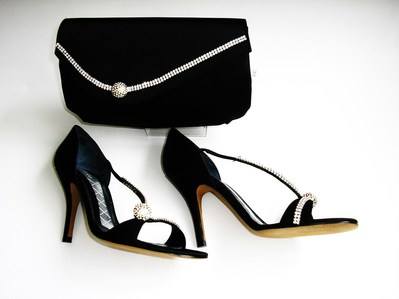 Magrit black crystals size 3 shoes matching bag 009