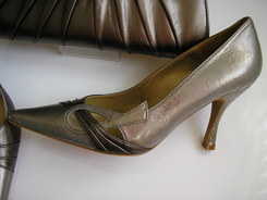 Jane Young designer shoes matching bag pewter size 4.5 002